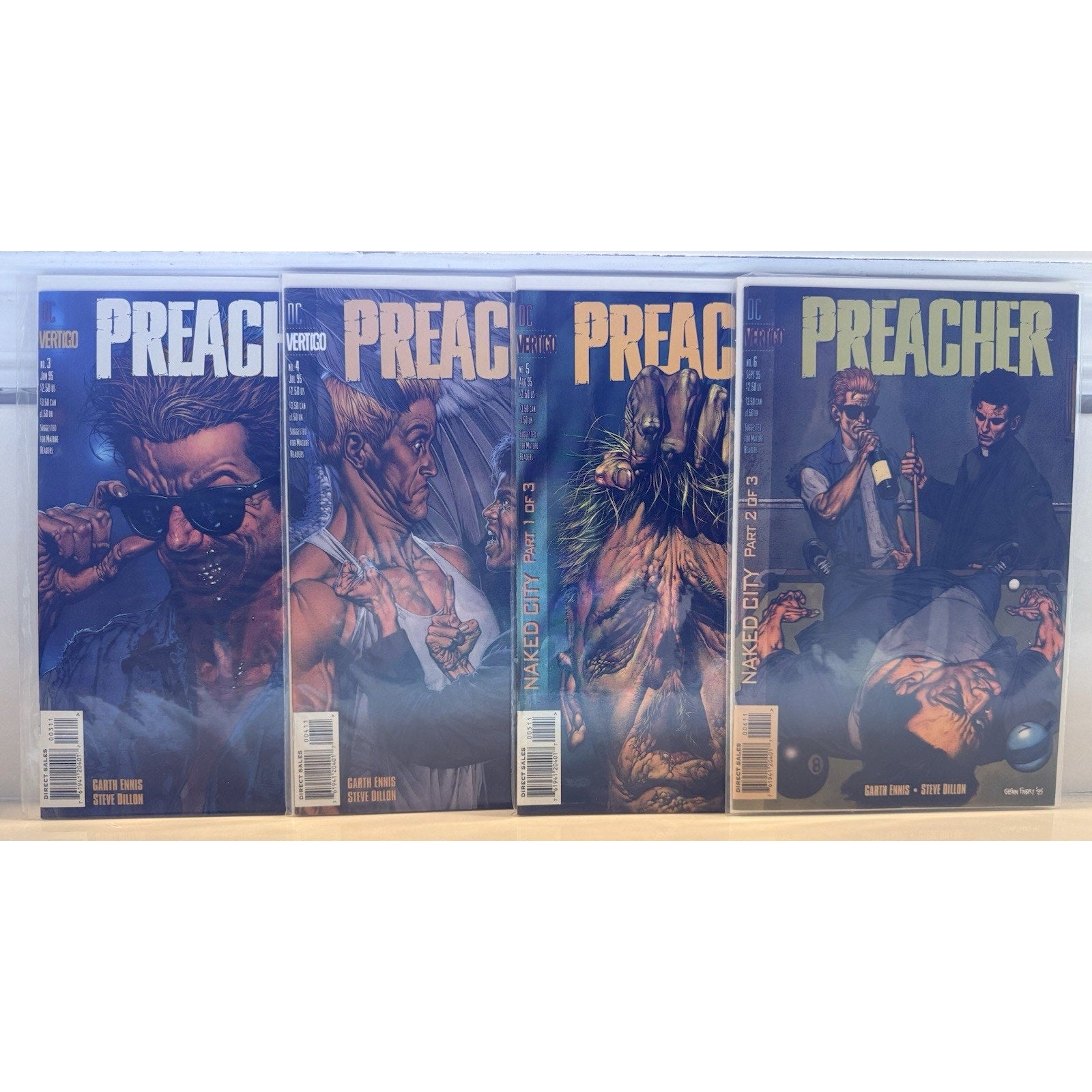 Preacher #3–6 Lot (1995) DC Vertigo G. Ennis Glenn Fabry Covers Naked City VF/NM
