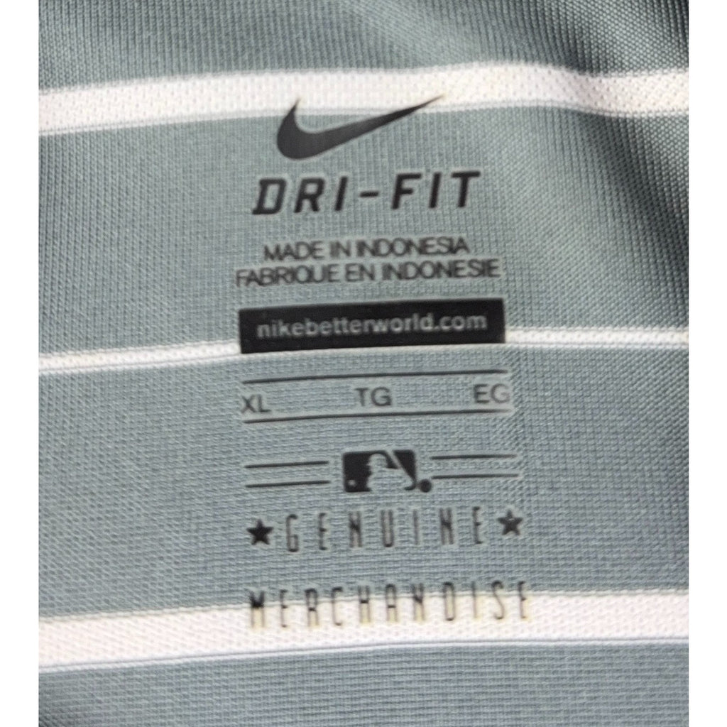 Nike Kansas City Royals Polo Mens XL Dri-FIT Gray Blue Striped MLB Golf