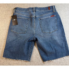 7 For All Mankind Denim Shorts Mens 33 NWT Raw Hem Cutoff Stretch Blue Jeans