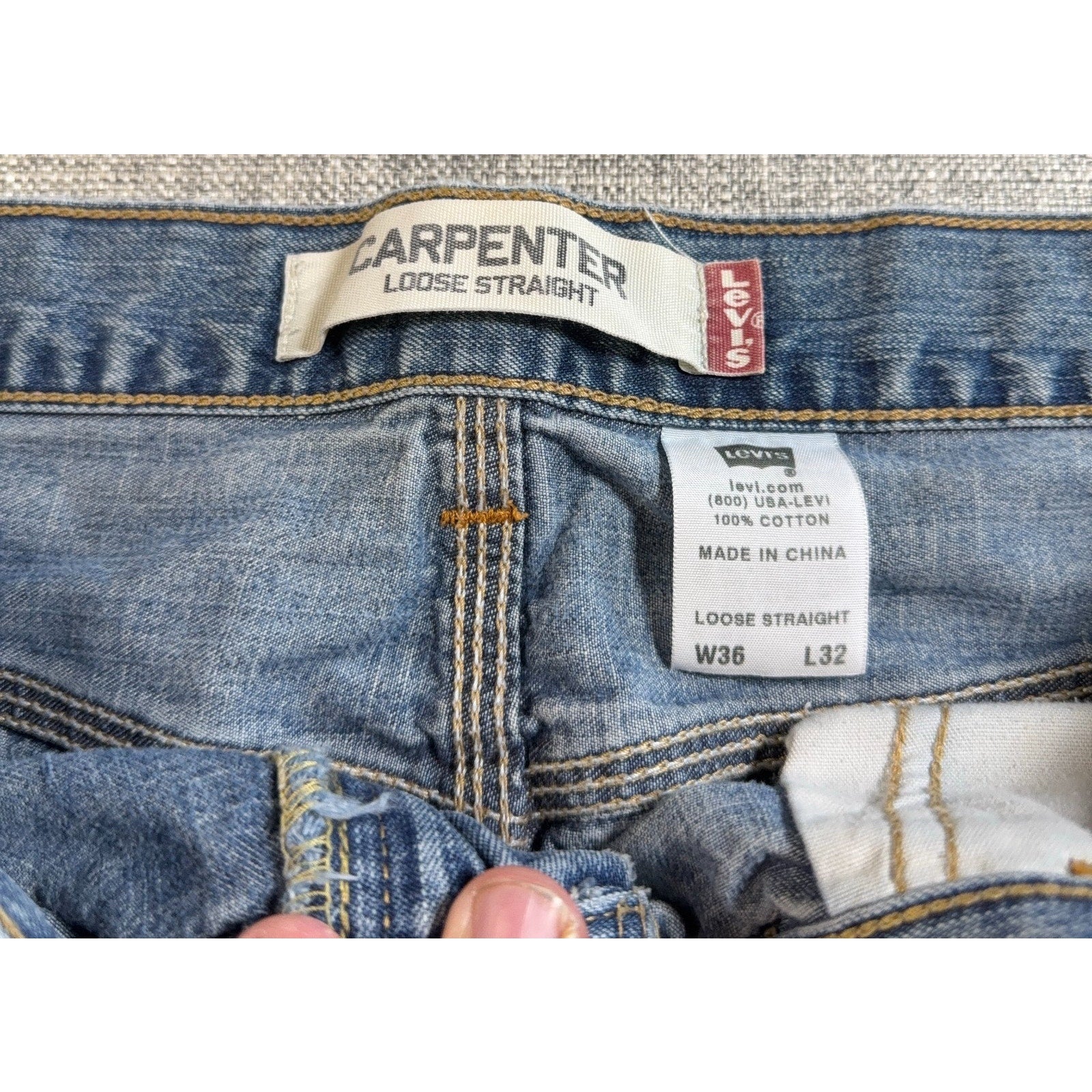 Levis Carpenter Jeans Mens 36x32 Loose Straight Light Wash Denim Workwear Y2K