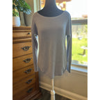 Banana Republic Textured Knit Sweater Womens Medium Purple Gray Boat Neck Side S
