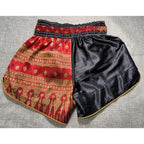 Thai Battle Boxing Muay Thai Shorts L Red Black Gold Embroidered Thailand