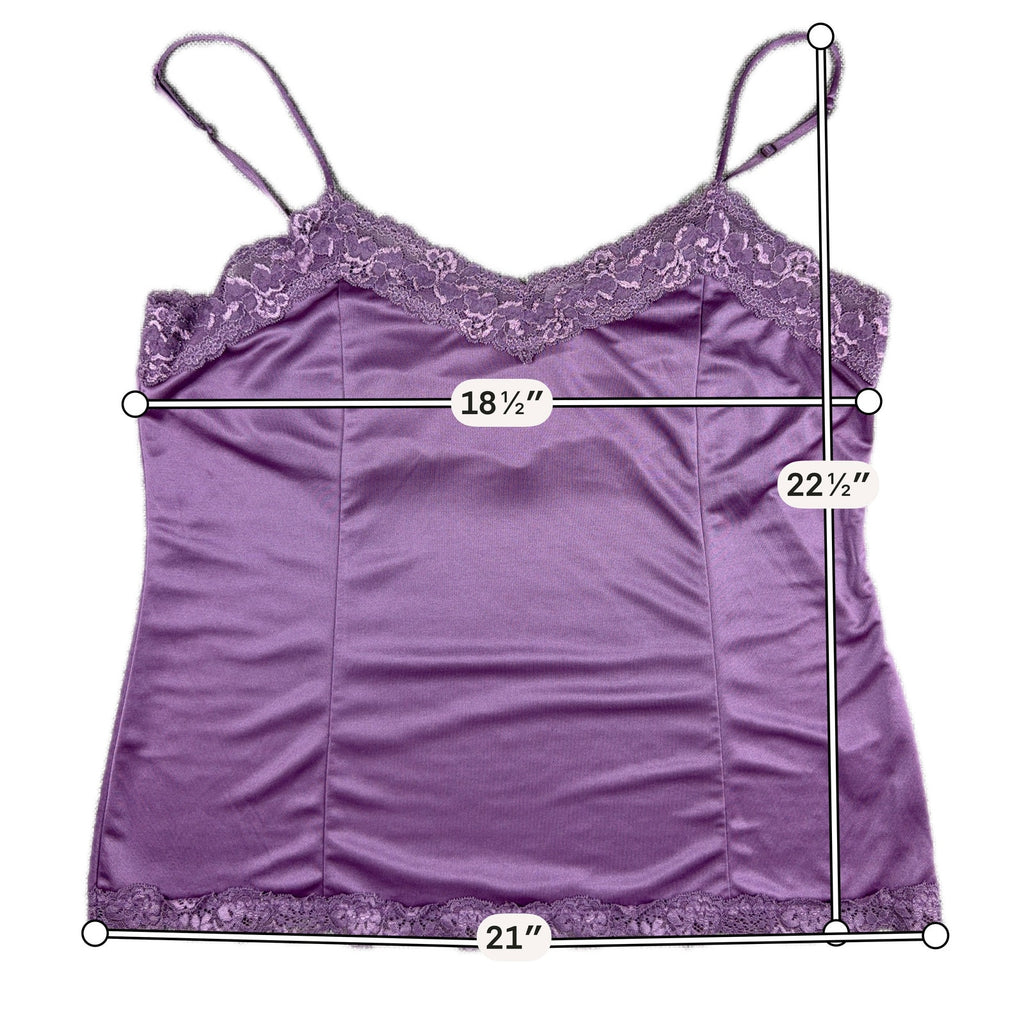 Y2K Worthington Satin Lace Camisole Set XL Purple Berry Cami Tops