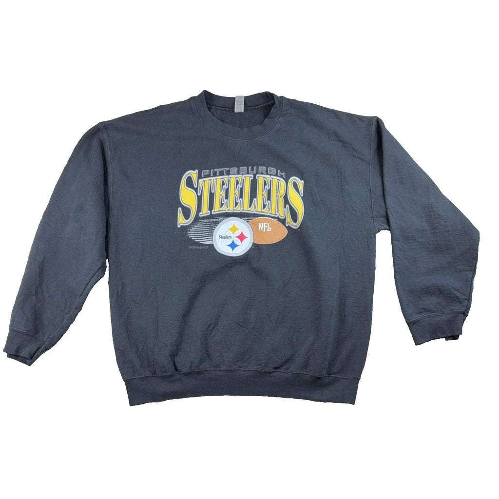 Pittsburgh Steelers Sweatshirt Mens XL Black Gildan NFL Football Crewneck Faded