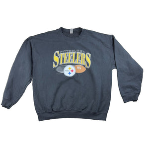 Pittsburgh Steelers Sweatshirt Mens XL Black Gildan NFL Football Crewneck Faded