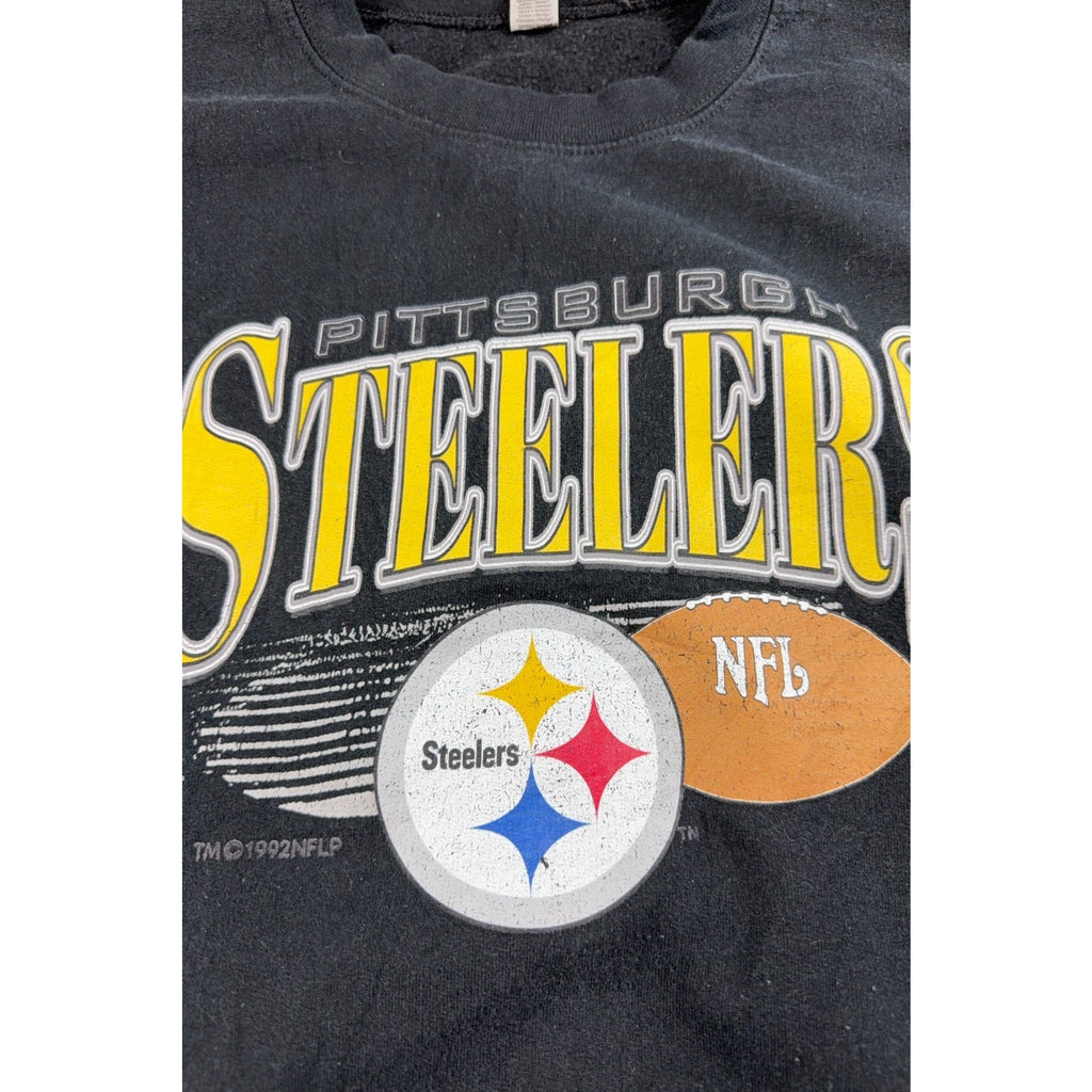 Pittsburgh Steelers Sweatshirt Mens XL Black Gildan NFL Football Crewneck Faded
