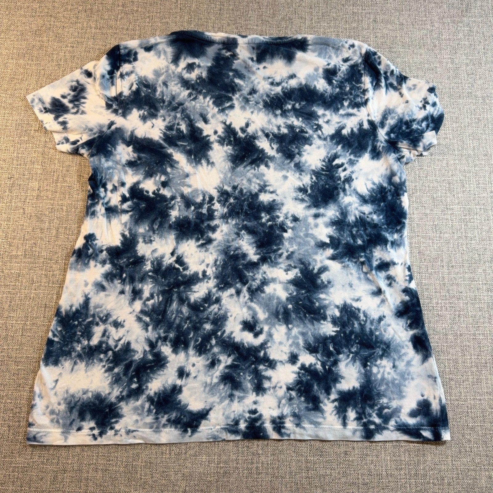 Lauren Ralph Lauren EST 67 Tie Dye T Shirt Women L Blue White Logo Flawed