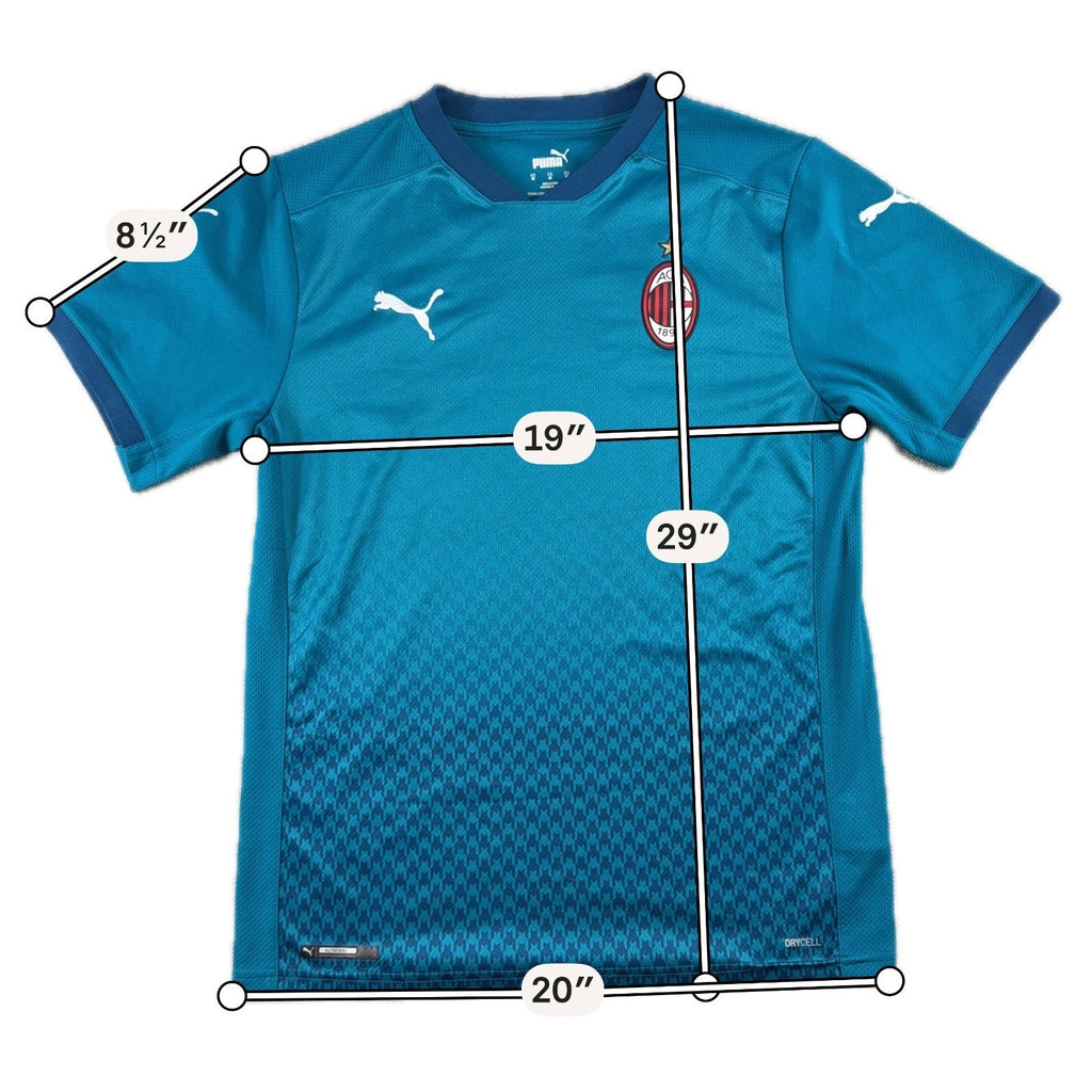 Puma AC Milan 2020 2021 Third Shirt Mens M Teal Serie A Soccer Jersey