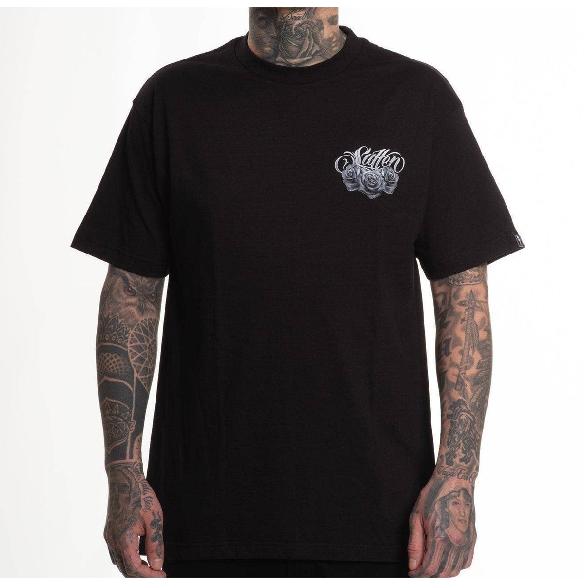 Sullen Art Devine T-Shirt Black Mens L Virgin Mary Skull Roses Chicano NWT