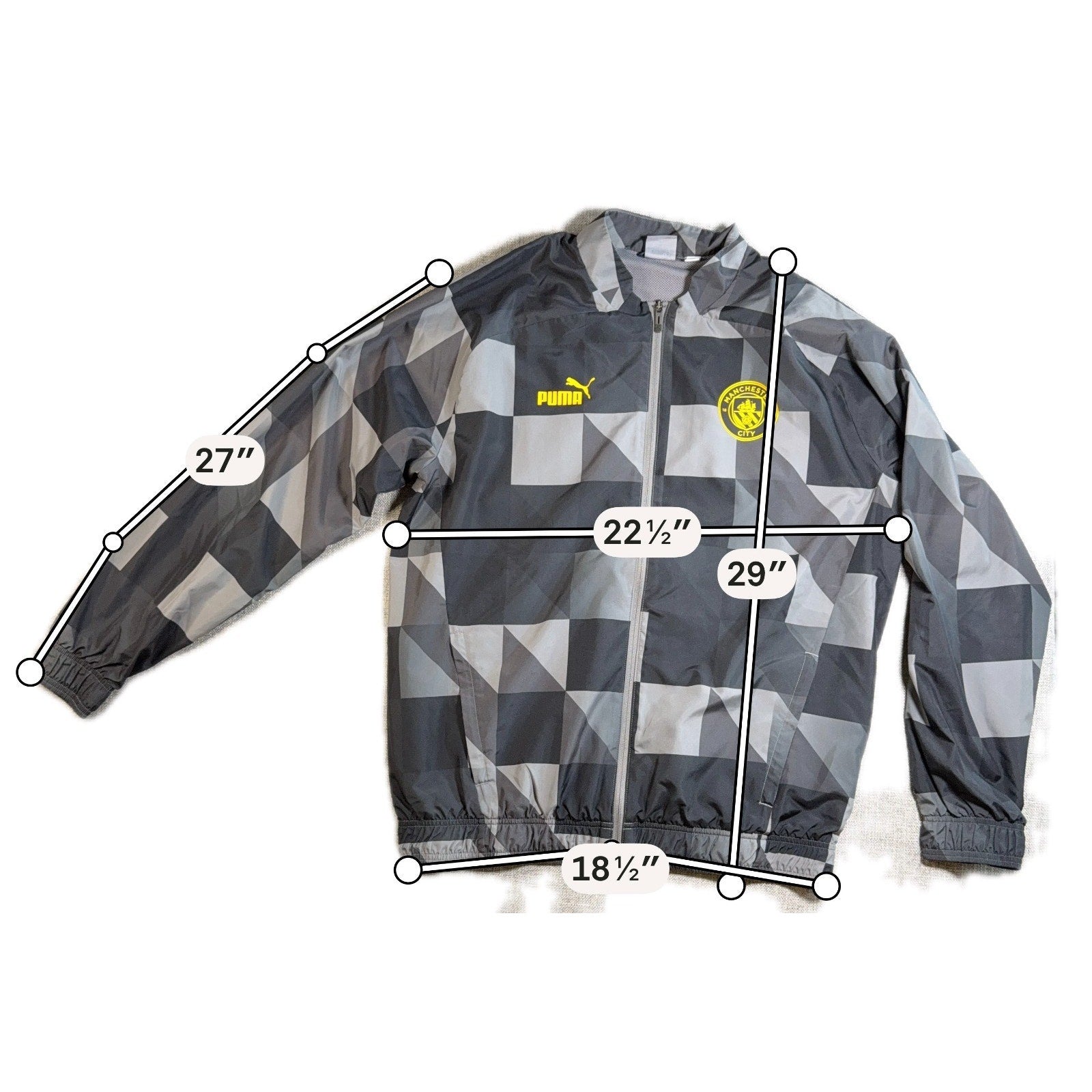 Puma Manchester City Jacket Mens L 2022/23 Pre Match Gray Geometric 769468-15