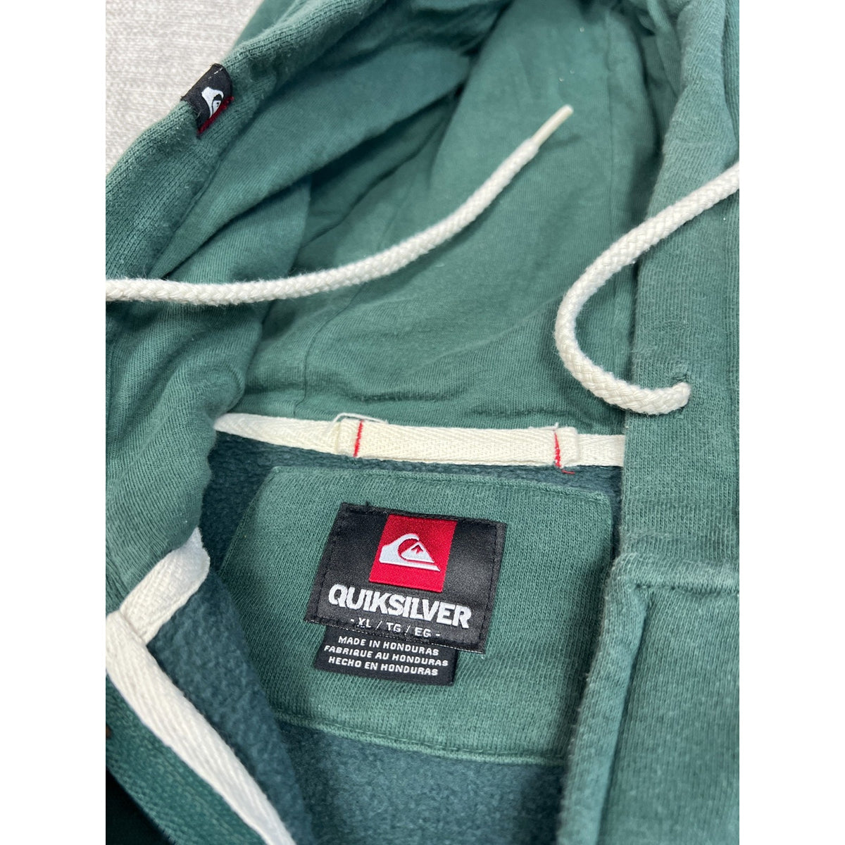 Quiksilver Mens XL Green Full Zip Graphic Hoodie Surf Skate 2011