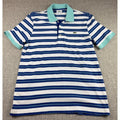 Lacoste Polo Shirt Men M Size 4 Blue White Stripe Aqua Collar Cotton