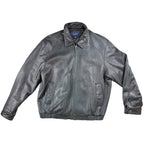 Worn-In Black Lambskin Leather Bomber Jacket Daniel Cremieux XL