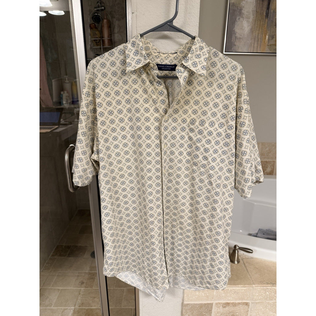 Vintage Daniel Cremieux Men’s L Geometric Print Shirt 100% Cotton Hong Kong