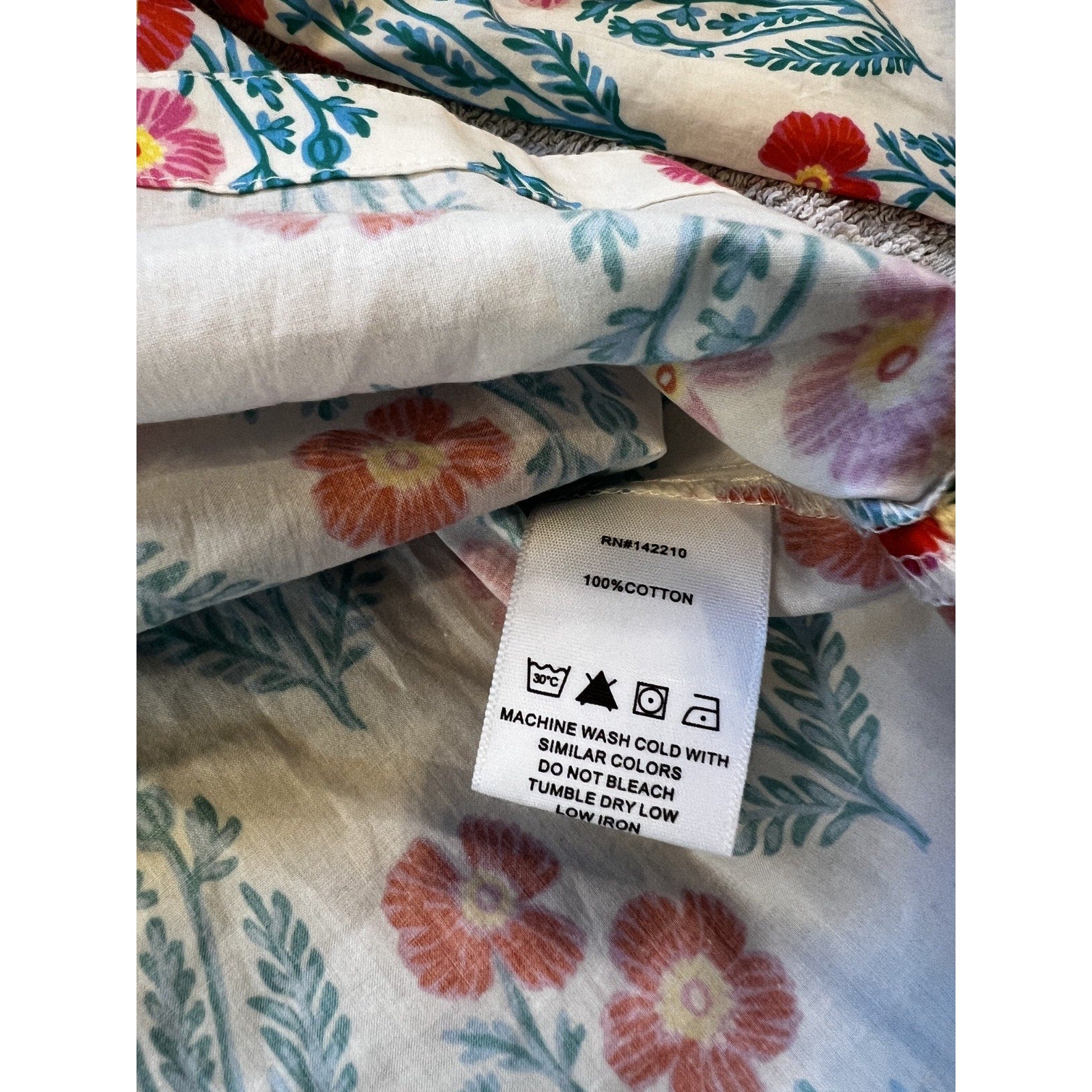 Mersea Floral Pajama Top Womens Small Cotton Button Front Lounge Sleep Shirt Cot