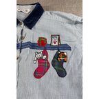 Vintage Victoria Jones Woman 22W/24W Cat Christmas Shirt Embroidered Holiday