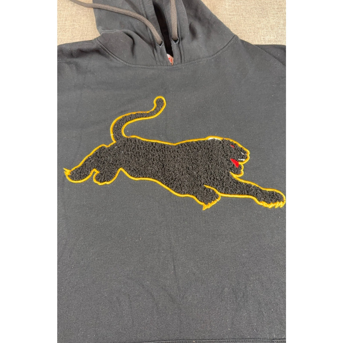 Cousins Panthers Hoodie Mens L Black Chenille Panther Stars 1966 Sportswear