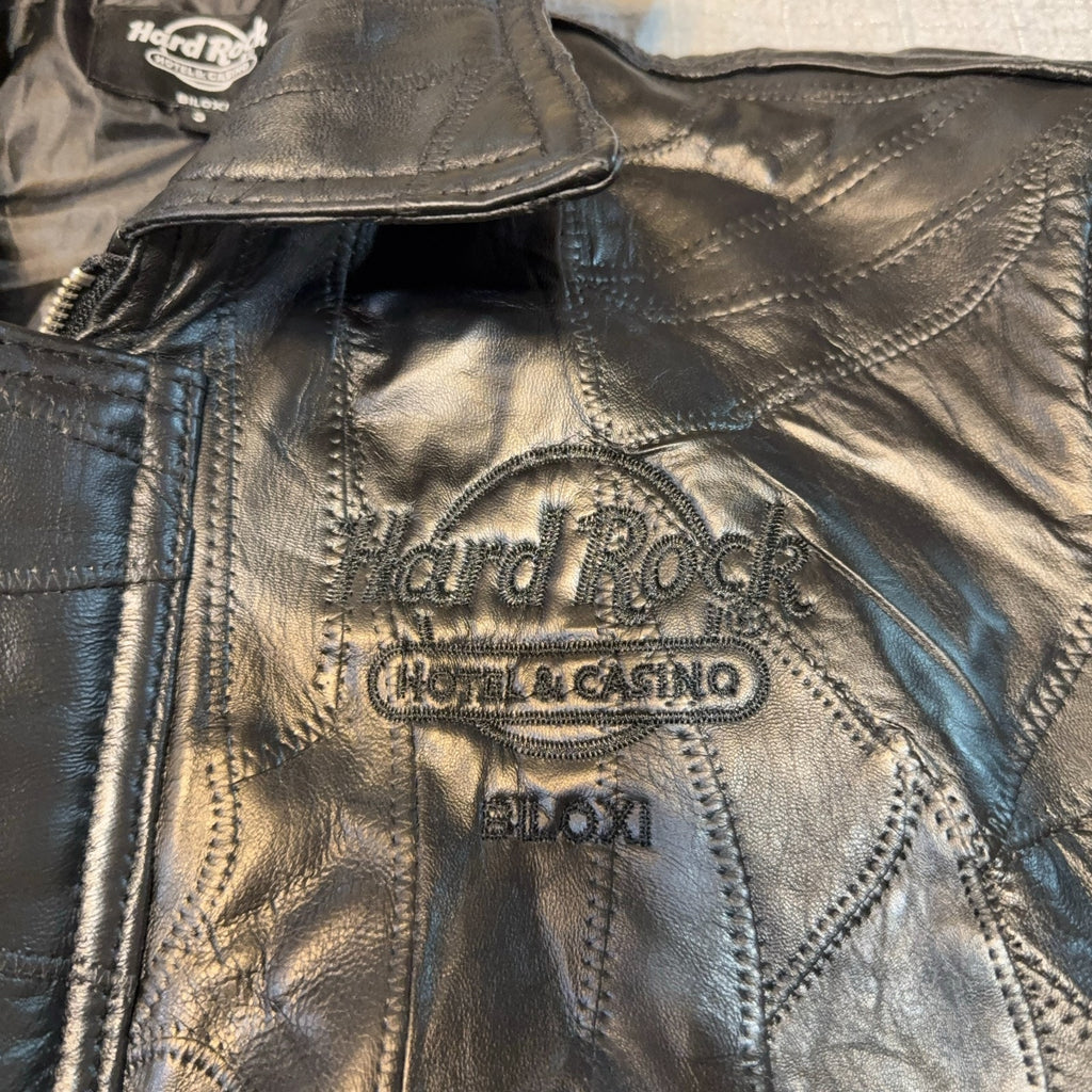 Hard Rock Biloxi Leather Jacket Small NWT Casino Patron Gift Patchwork Bomber