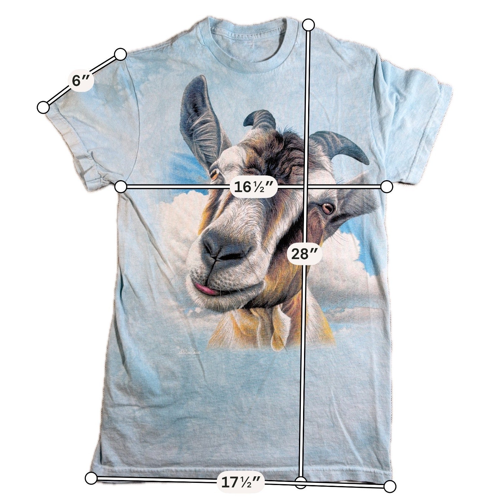 The Mountain Goat Selfie T Shirt Blue Animal Graphic Tee Adult Small Tagless