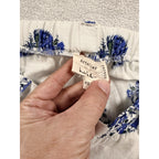 Atelier Nicole Miller Womens XS Blue White Boho Palazzo Pants Wide Leg Resort