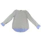 J Crew Mercantile Womens M Striped Mixed Media Top Chambray Shirttail Long Sleev