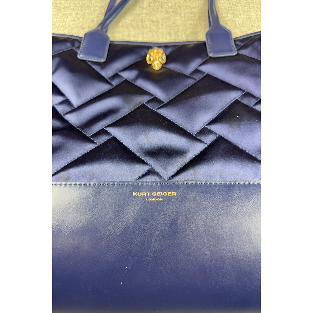 Kurt Geiger London Navy Recycled Square Shopper Tote Quilted Eagle Bag