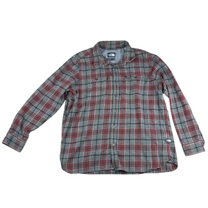 The North Face Men’s XL Plaid Flannel Shirt Burgundy Black Button Up Outdoor