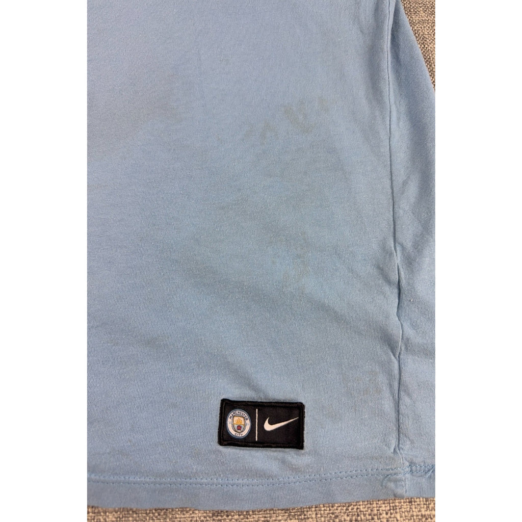 Manchester City Nike Tee Mens Medium Blue Soccer Football Pocket Shirt