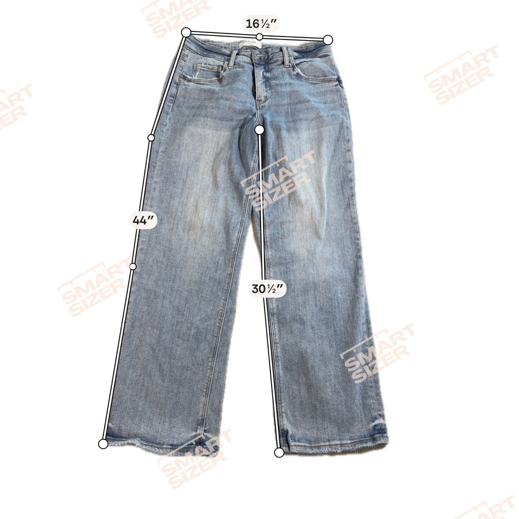 Lovervet By Vervet Jeans Womens 31/13 High Rise Wide Leg Light Wash Raw Hem