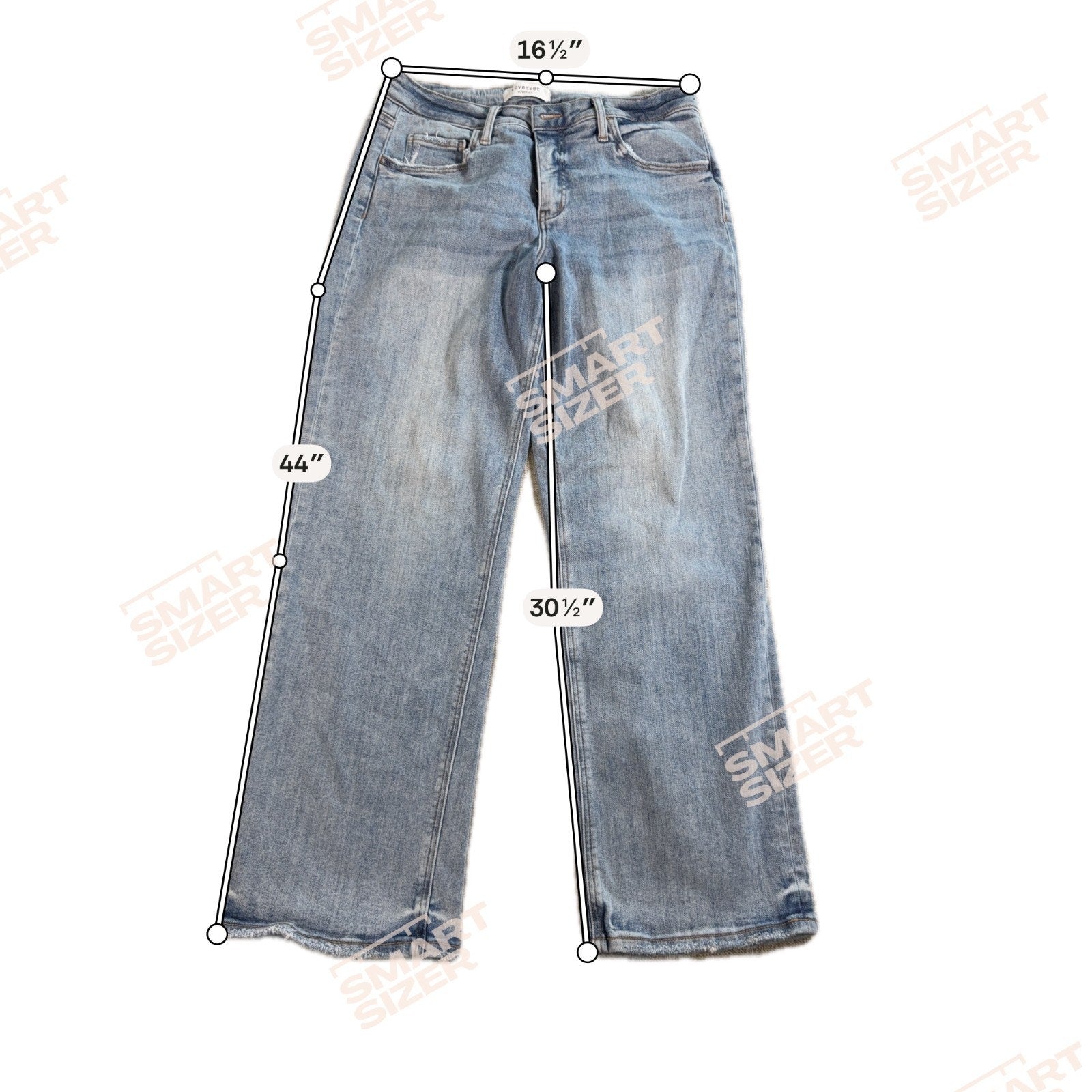 Lovervet By Vervet Jeans Womens 31/13 High Rise Wide Leg Light Wash Raw Hem