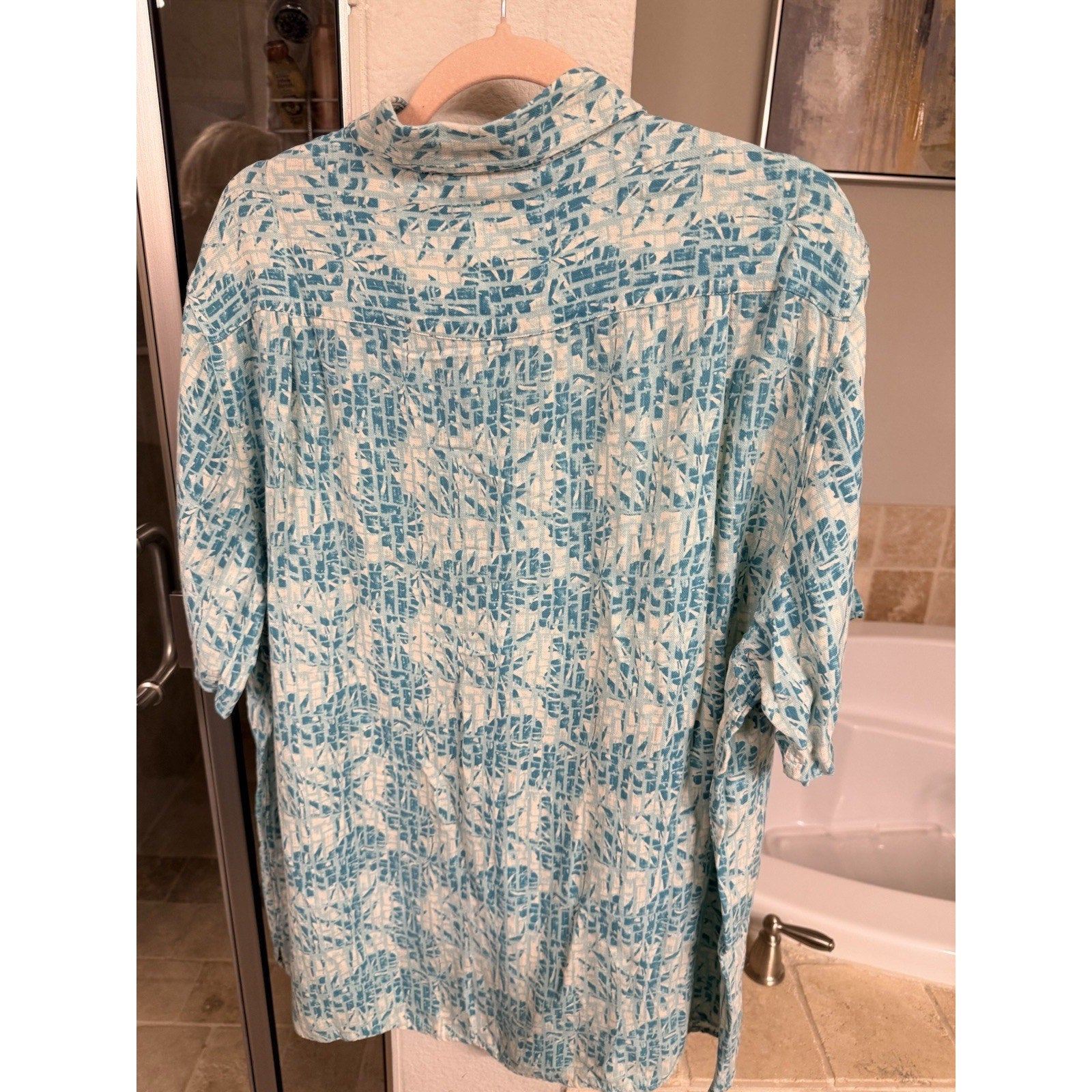 Tasso Elba Island Silk Linen Hawaiian Camp Shirt Men’s XXL Blue Tropical Resort
