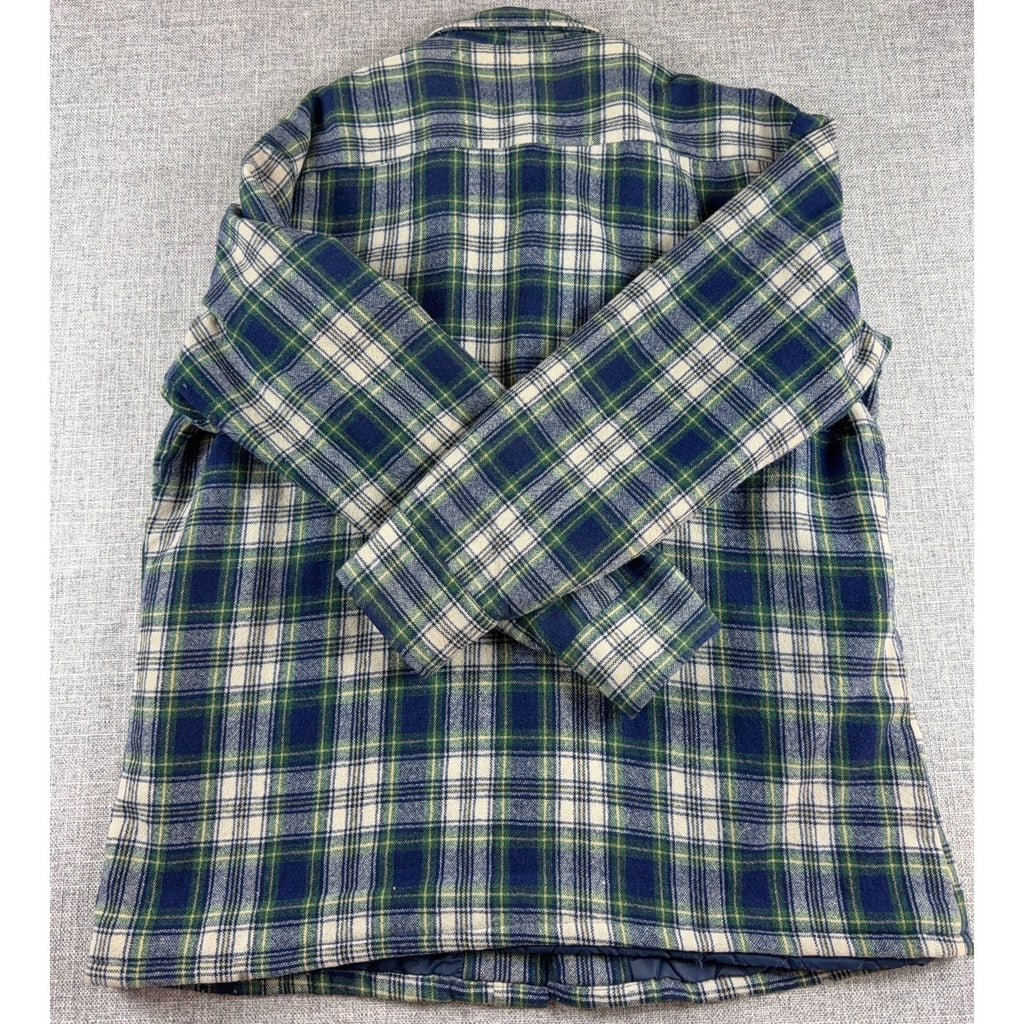 Vintage 1980s Bruce Jenner Plaid Flannel Shacket Mens L Quilted Lined Korea