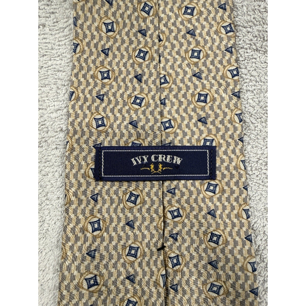 Vintage Silk Tie Lot J.Crew Croft & Barrow Blue Geometric Striped Mens Neckties