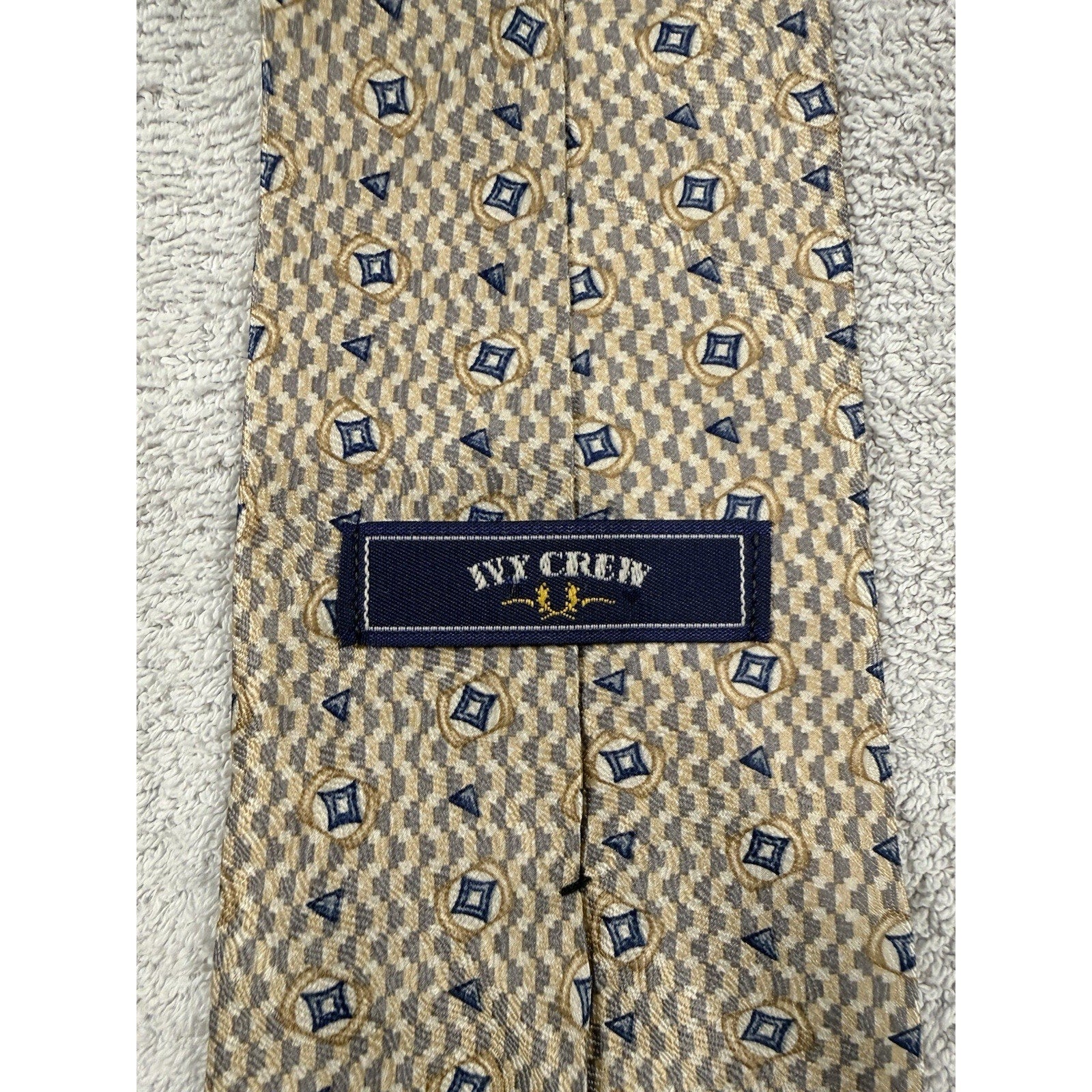 Vintage Silk Tie Lot J.Crew Croft & Barrow Blue Geometric Striped Mens Neckties
