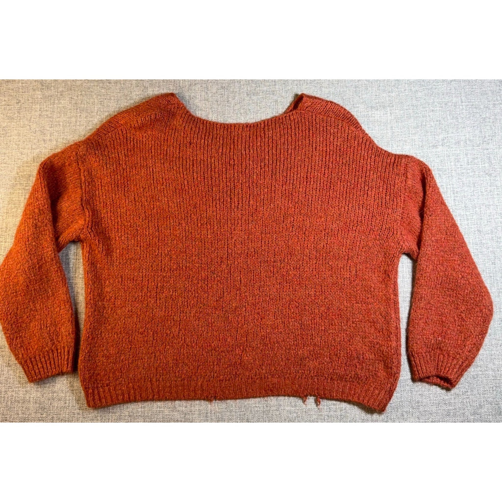 Boheme Made in Italy Sweater Womens Rust Orange Rhinestone Star Oversized Knit