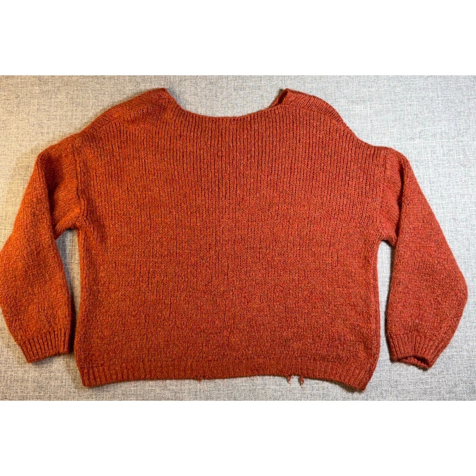 Boheme Made in Italy Sweater Womens Rust Orange Rhinestone Star Oversized Knit