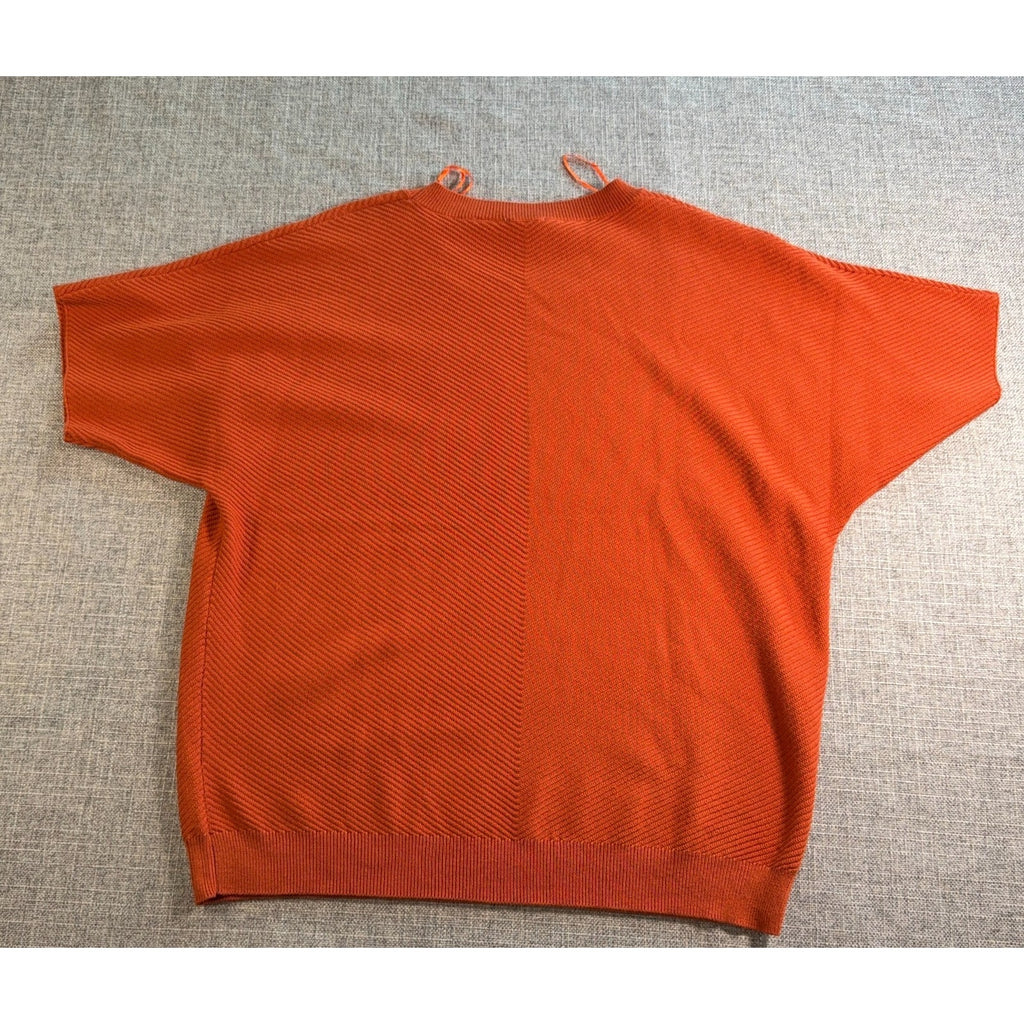Cyrus Sweater Womens Large Burnt Orange Short Sleeve Dolman Textured Knit Top