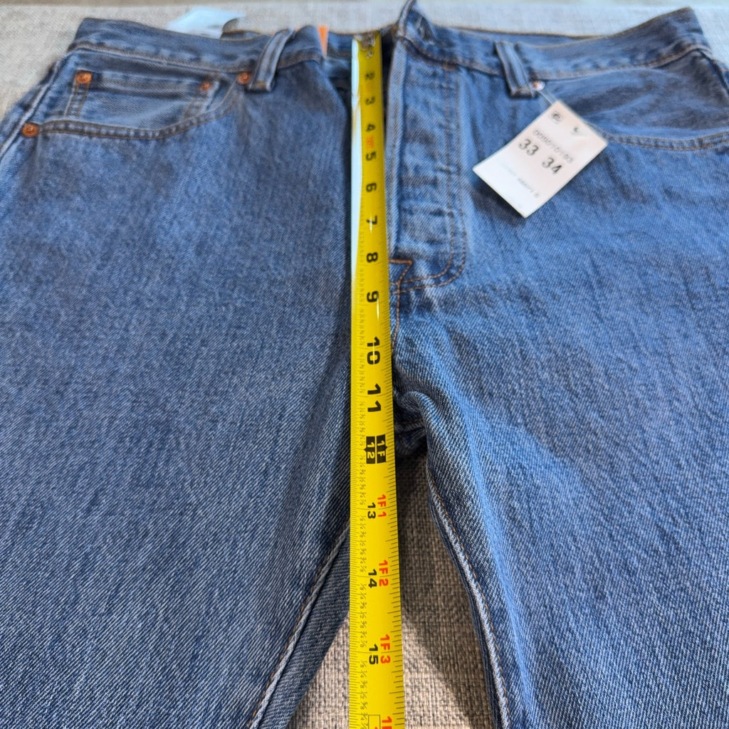 Levi’s 501 Original Fit Stretch Jeans Mens 33x34 NWT Button Fly Blue Denim