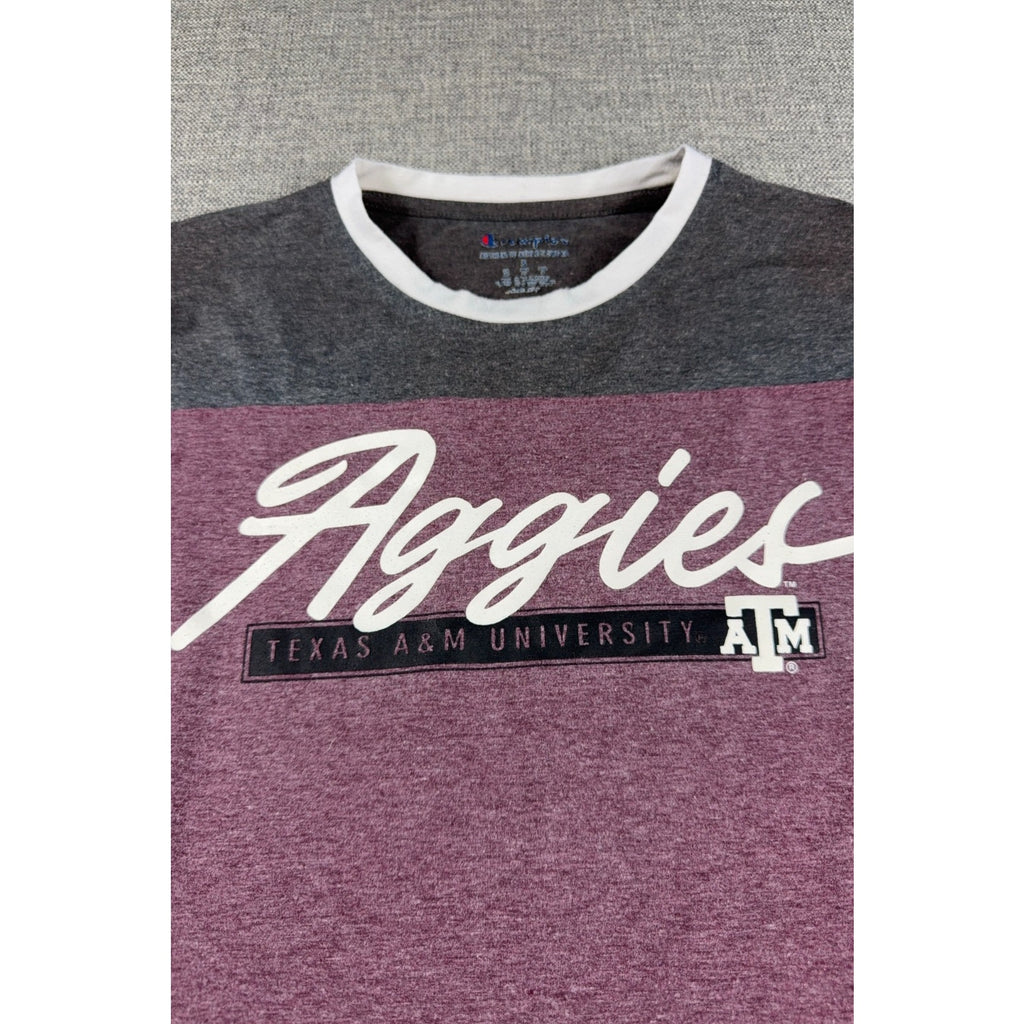 Texas A&M Aggies Champion Womens S Long Sleeve Shirt Maroon Colorblock NCAA