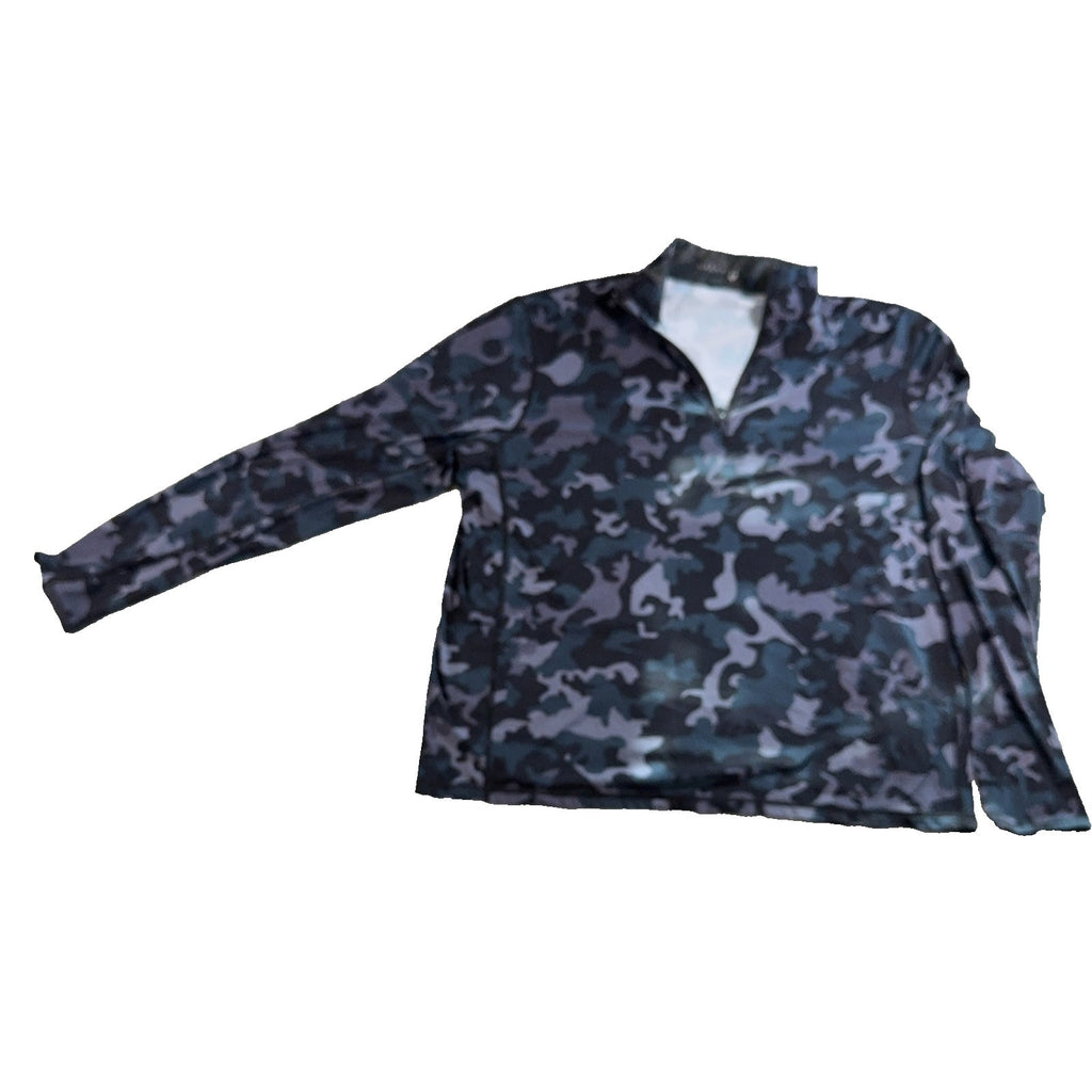 Greyson Quarter Zip Pullover Men Large Blue Gray Camo Golf Performance Stretch