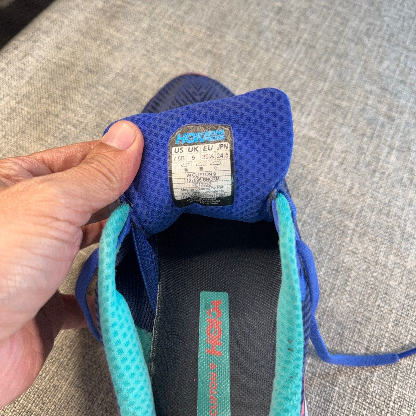HOKA Clifton 9 Womens 7.5B Shoes Bellwether Blue Ceramic 1127896-BBCRM
