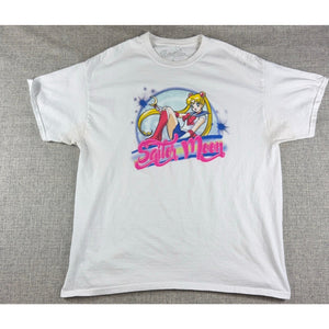 Sailor Moon Graphic T Shirt Mens XL Anime Manga White Usagi Retro Style