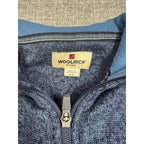 Woolrich Men’s M Blue Sweater Fleece Quarter Zip Pullover Chest Pocket
