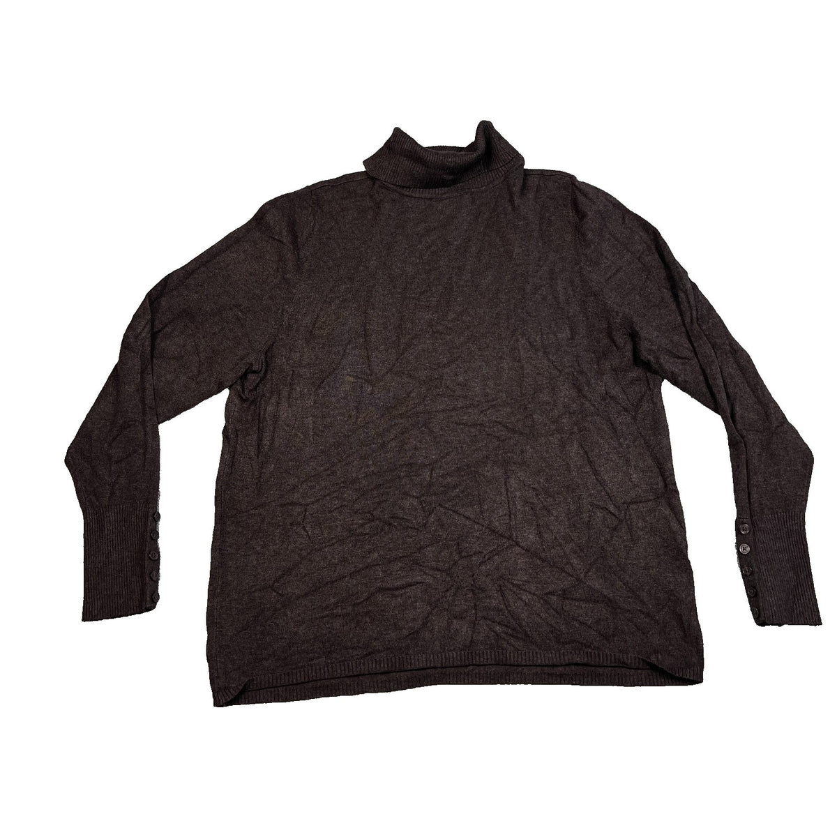 Lane Bryant Turtleneck Sweater Women's 18/20 Brown Button Cuff Plus Size