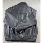 Worn-In Black Lambskin Leather Bomber Jacket Daniel Cremieux XL