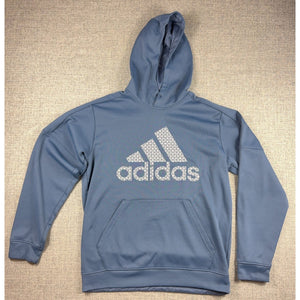 Adidas ClimaWarm Hoodie Mens L Blue Big Geometric Logo Pullover FR8273 2019