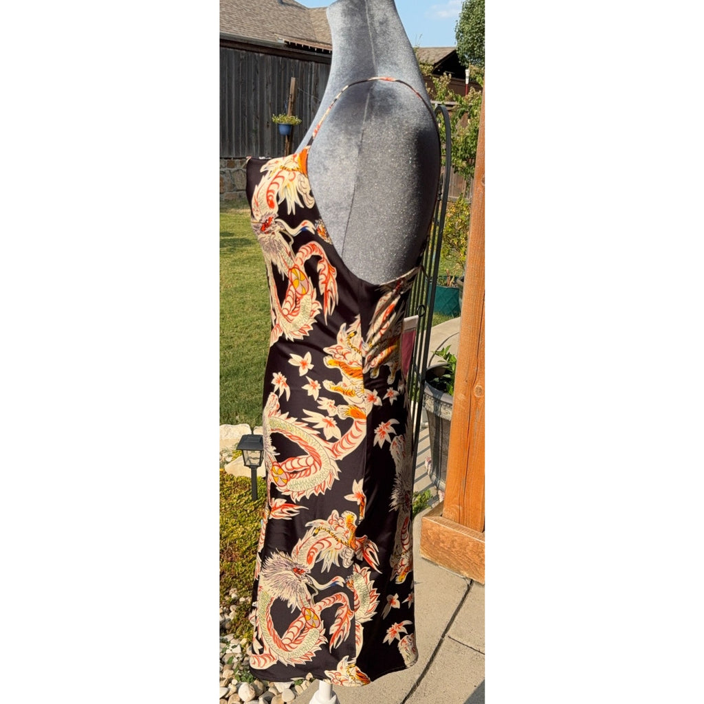 Urban Outfitters Womens 0 Dragon Tiger Print Mini Dress Strappy Y2K Tattoo
