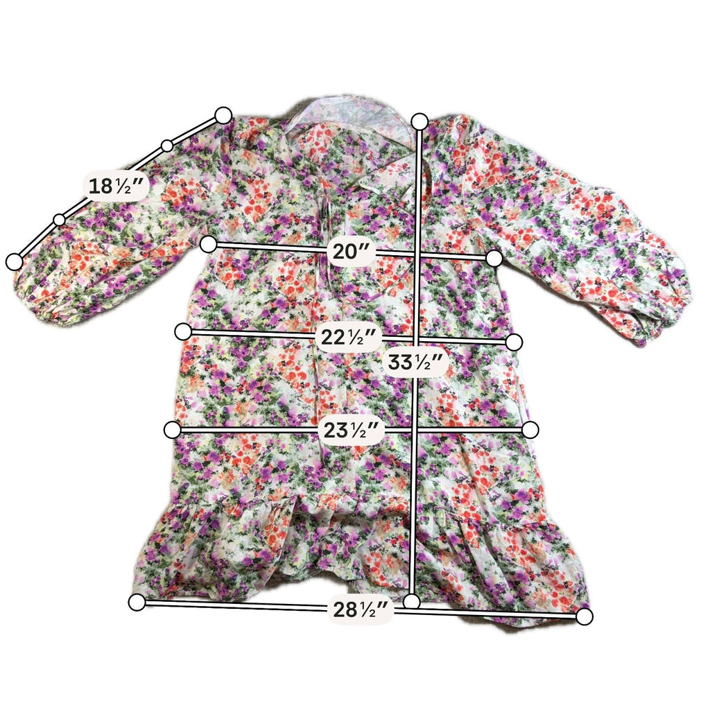 & Other Stories Dress Womens 44 US 12 Floral Long Sleeve Ruffle Shift Mini