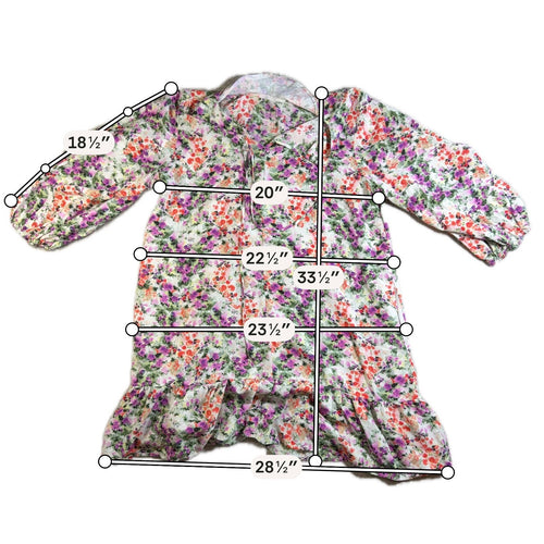 & Other Stories Dress Womens 44 US 12 Floral Long Sleeve Ruffle Shift Mini