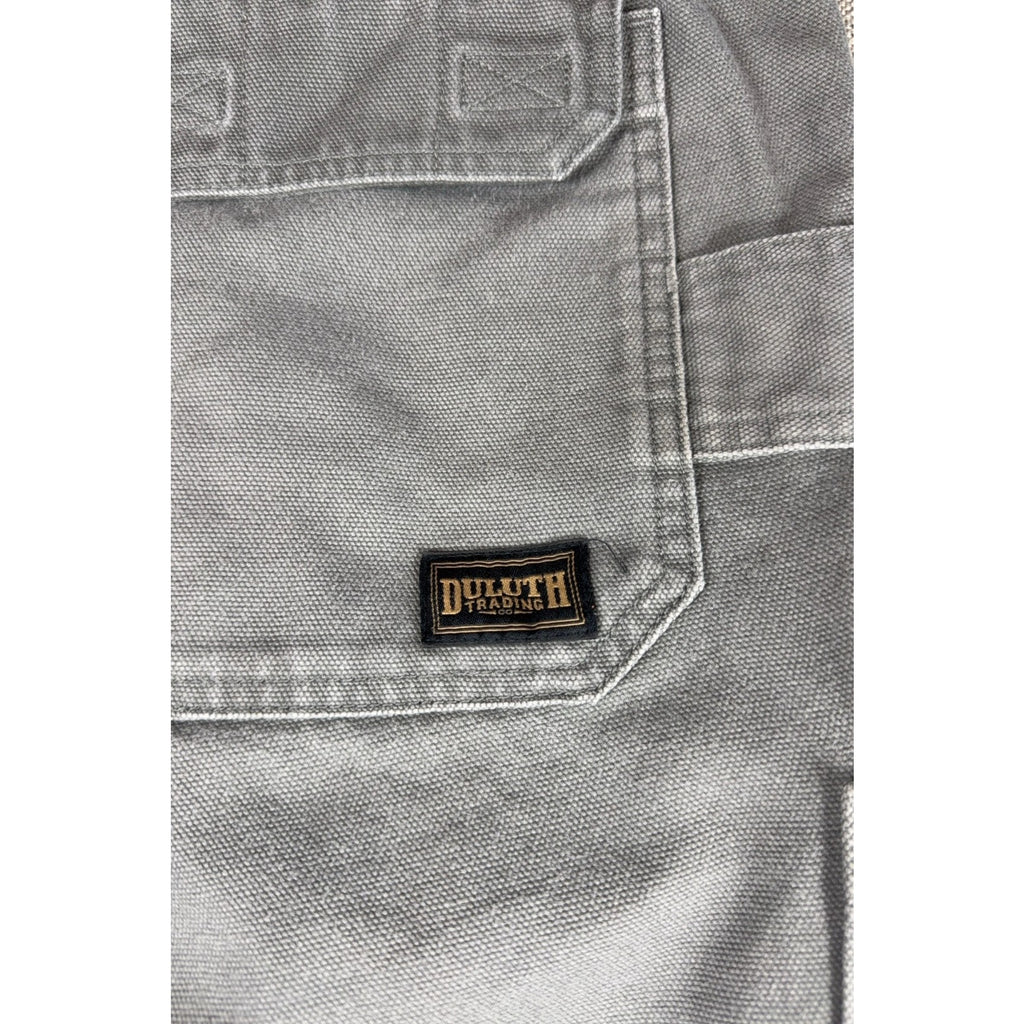 Duluth Trading Co Work Pants Mens 40x34 Relaxed Fit Gray Cargo Utility Canvas